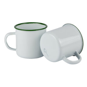 Mug Peltre Blanco Borde Verde