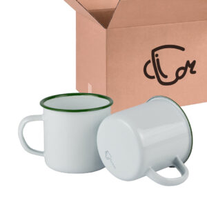 Mug Peltre Blanco Borde Verde Caja X36 Und