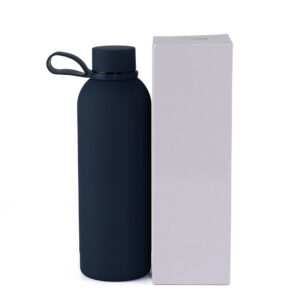 Termo Aislante Con Manija En Silicona 16 Oz Azul Petroleo Mate