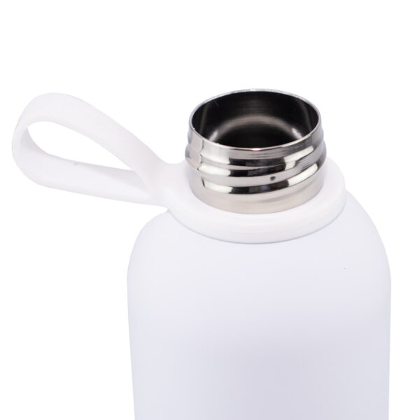 Termo Aislante Con Manija En Silicona 16 Oz Blanco Mate - Imagen 4