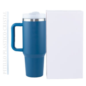 Termo Tumbler Pitillo Con Manija 40 Oz Azul Profundo