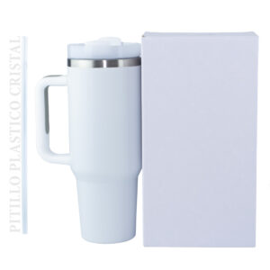 Termo Tumbler Pitillo Con Manija 40 Oz Blanco