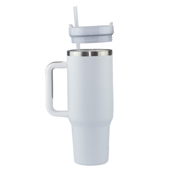 Termo Tumbler Pitillo Con Manija 40 Oz Blanco - Imagen 3