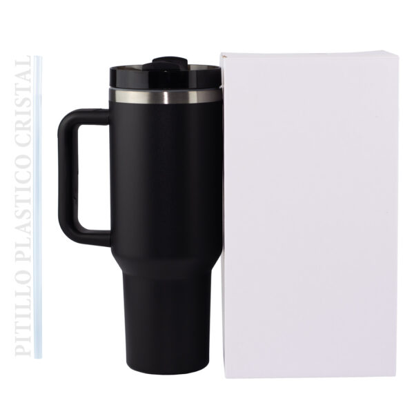 Termo Sport Bombilla Con Manija Acero Inoxidable 40 Oz Negro
