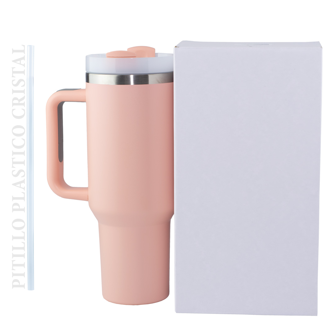 Termo Tumbler Pitillo Con Manija 40 Oz Palo De Rosa