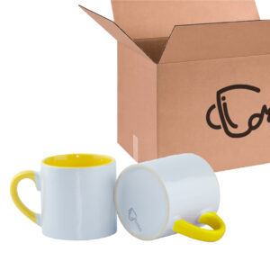 Mini Mug Amarillo de 6 oz Color Interno y Oreja Para Sublimar Caja X48 und