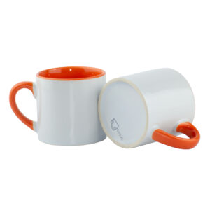 Mini Mug Naranja de 6 oz Color Interno y Oreja Para Sublimar
