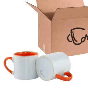 Mini Mug Naranja de 6 oz Color Interno y Oreja Para Sublimar Caja X48 und