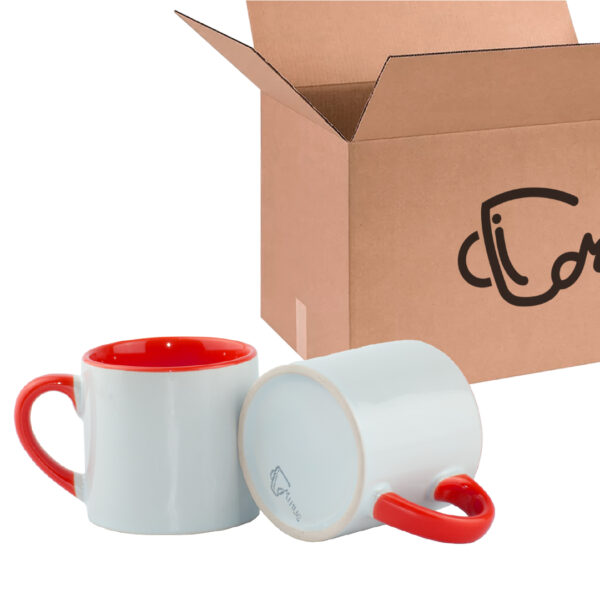 Mini Mug Rojo de 6 oz Color Interno y Oreja Para Sublimar Caja X48 und
