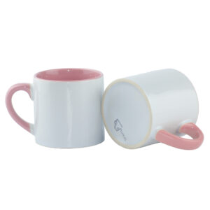 Mini Mug Rosado de 6 oz Color Interno y Oreja Para Sublimar