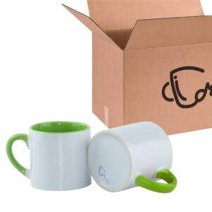 Mini Mug Verde Claro de 6 oz Color Interno y Oreja Para Sublimar Caja X48 und