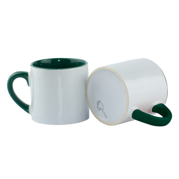 Mini Mug Verde Oscuro de 6 oz Color Interno y Oreja Para Sublimar Caja X48 und - Imagen 3